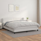 Boxspring Met Matras Kunstleer Wit 160 x 200 cm Effen ontwerp