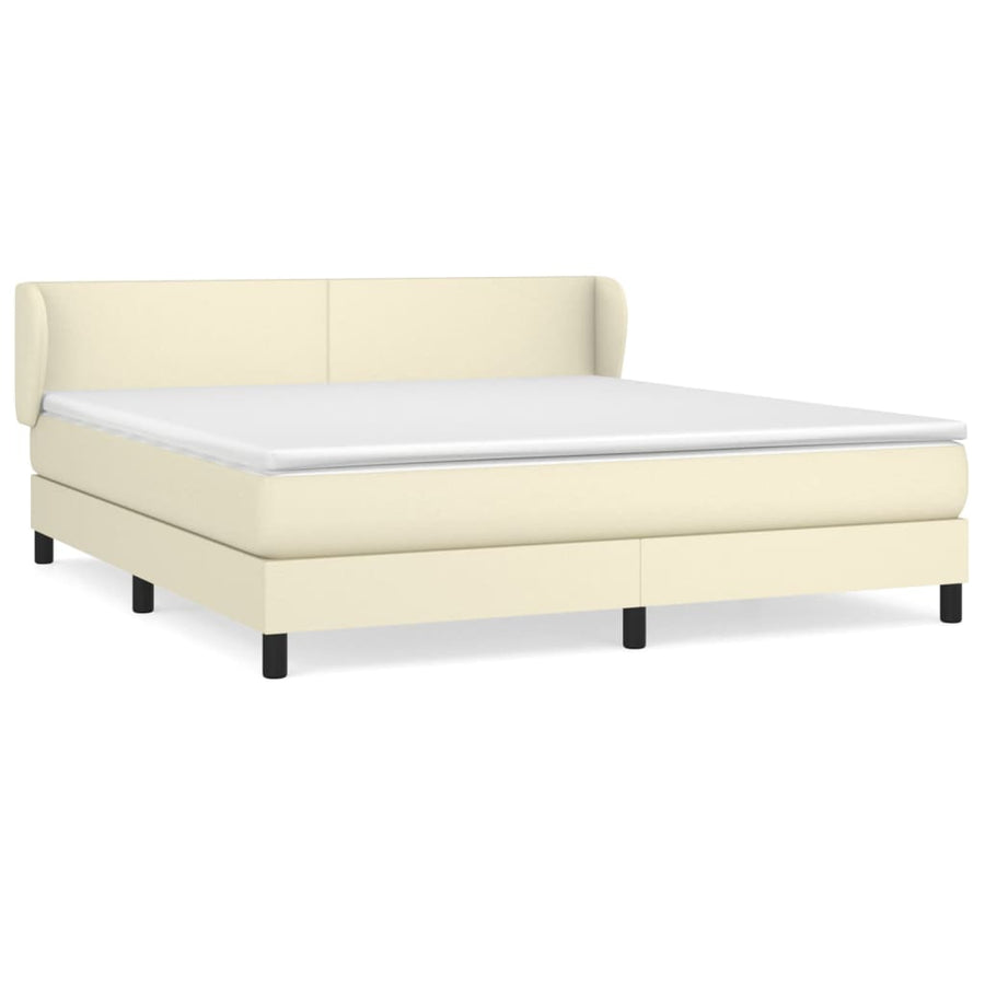 Boxspring Met Matras Kunstleer Crèmekleurig 160X200 Cm 160 x 200 cm