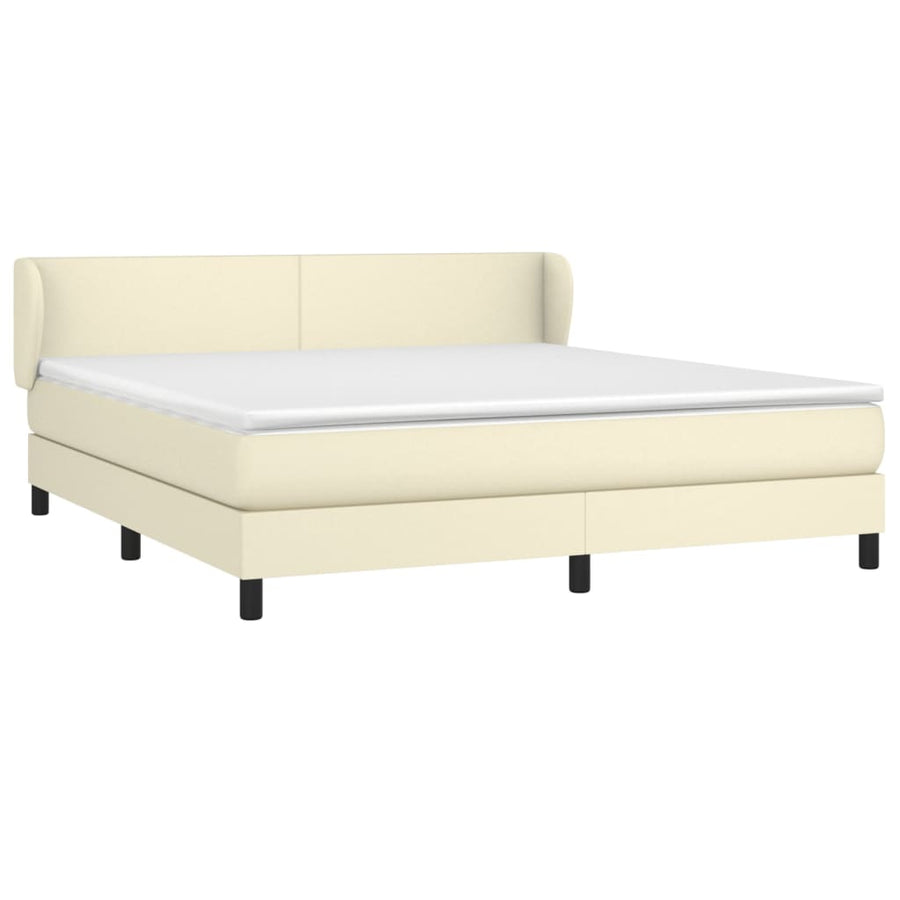 Boxspring Met Matras Kunstleer Crèmekleurig 160X200 Cm 160 x 200 cm