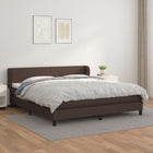 Boxspring Met Matras Kunstleer Bruin 160 x 200 cm Effen ontwerp