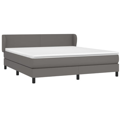 Boxspring Met Matras Kunstleer Grijs 160 x 200 cm Effen ontwerp