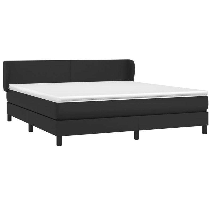 Boxspring Met Matras Kunstleer Zwart 180 x 200 cm Effen ontwerp