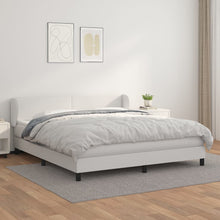 Boxspring Met Matras Kunstleer Wit 180 x 200 cm Effen ontwerp