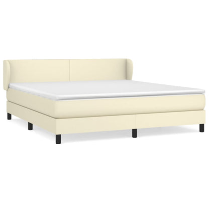 Boxspring Met Matras Kunstleer Crèmekleurig 180X200 Cm 180 x 200 cm