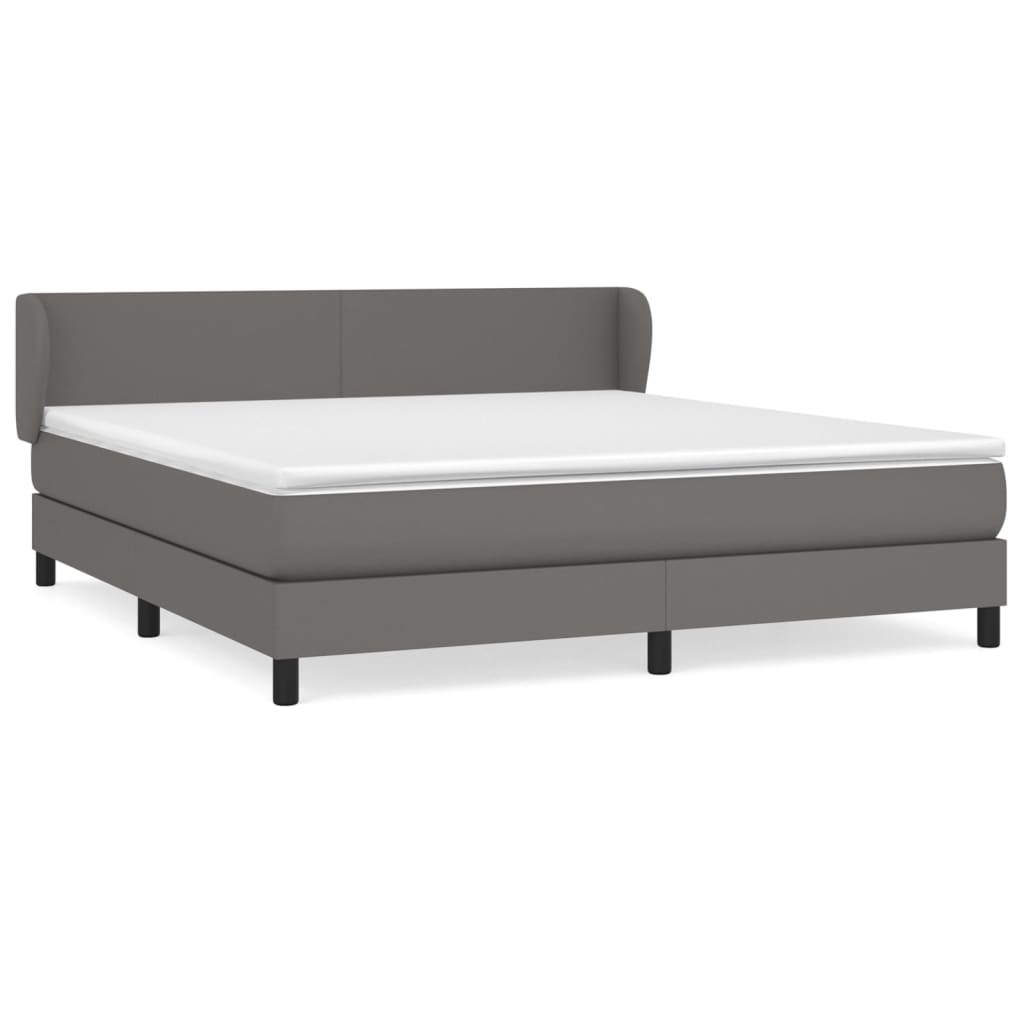 Boxspring Met Matras Kunstleer Grijs 180 x 200 cm Effen ontwerp