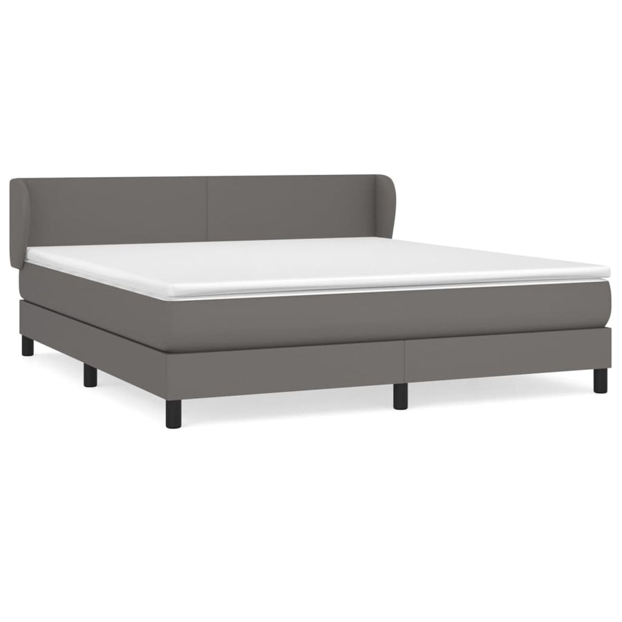 Boxspring Met Matras Kunstleer Grijs 180 x 200 cm Effen ontwerp