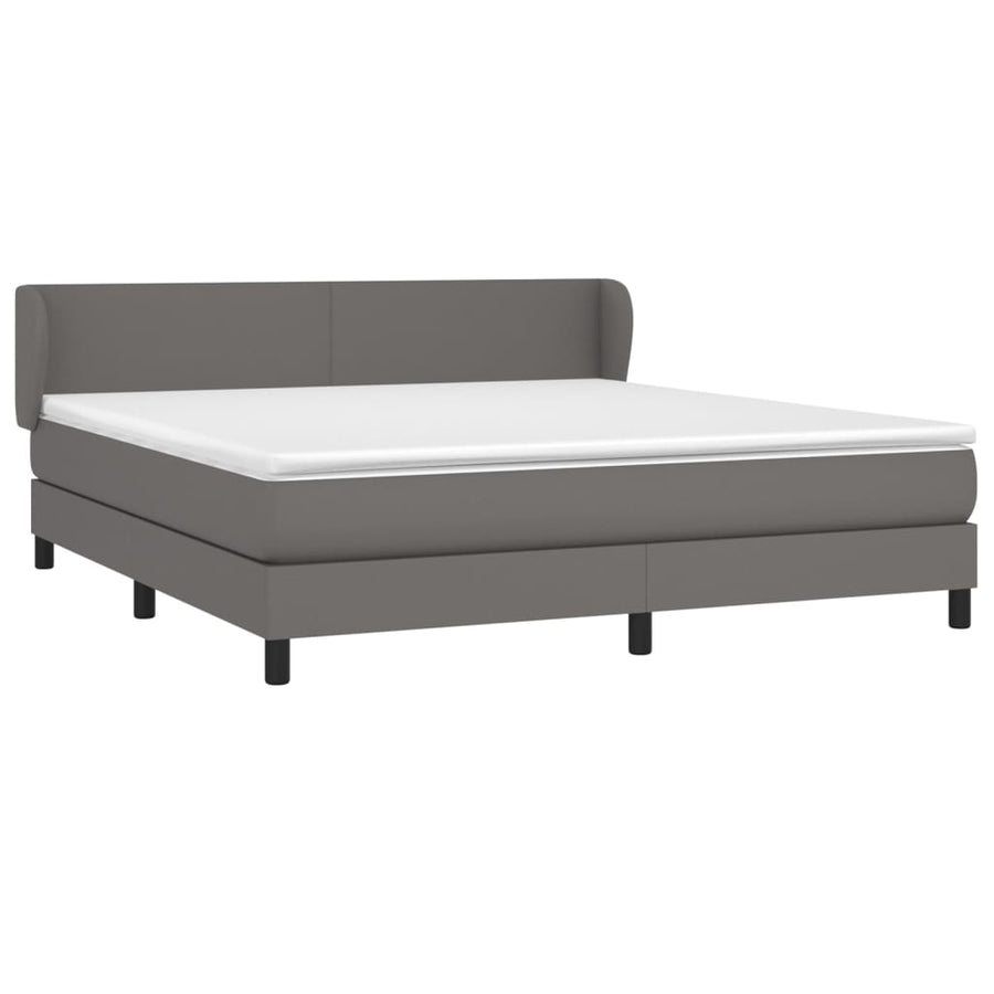 Boxspring Met Matras Kunstleer Grijs 180 x 200 cm Effen ontwerp