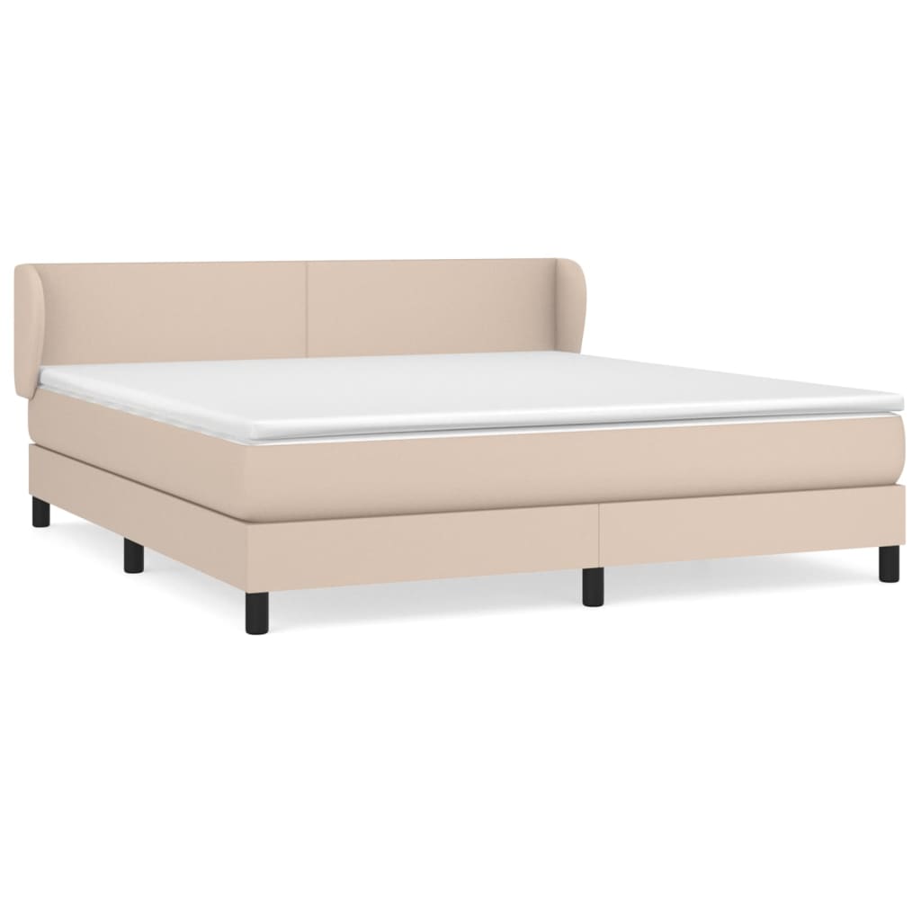 Boxspring met matras kunstleer cappuccinokleurig 180x200 cm 180 x 200 cm Cappuccino