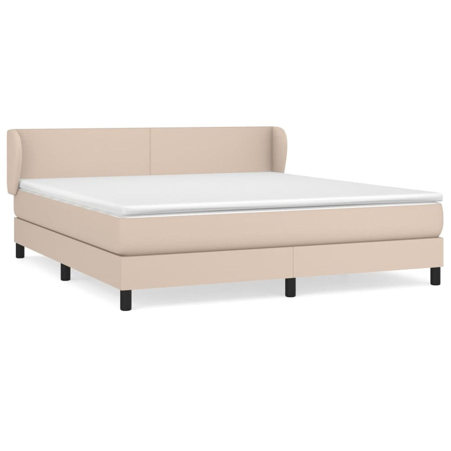 Boxspring met matras kunstleer cappuccinokleurig 180x200 cm 180 x 200 cm Cappuccino