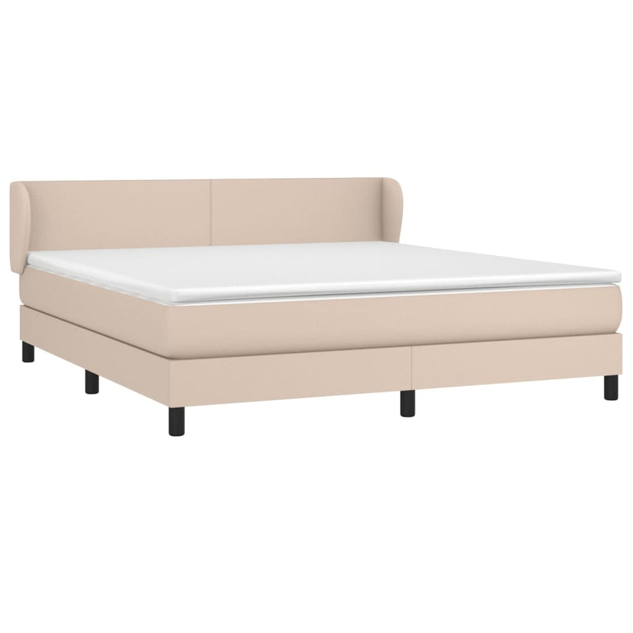 Boxspring met matras kunstleer cappuccinokleurig 180x200 cm 180 x 200 cm Cappuccino