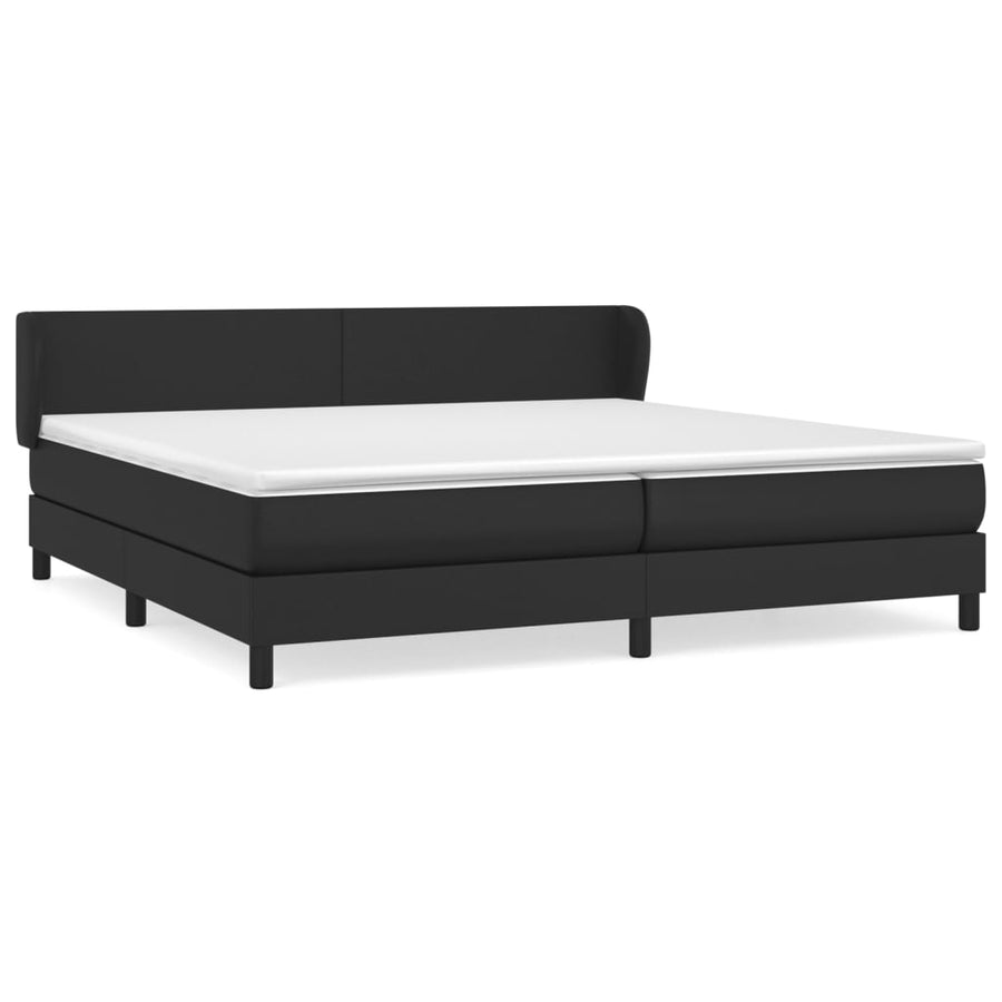 Boxspring Met Matras Kunstleer Zwart 200 x 200 cm Effen ontwerp