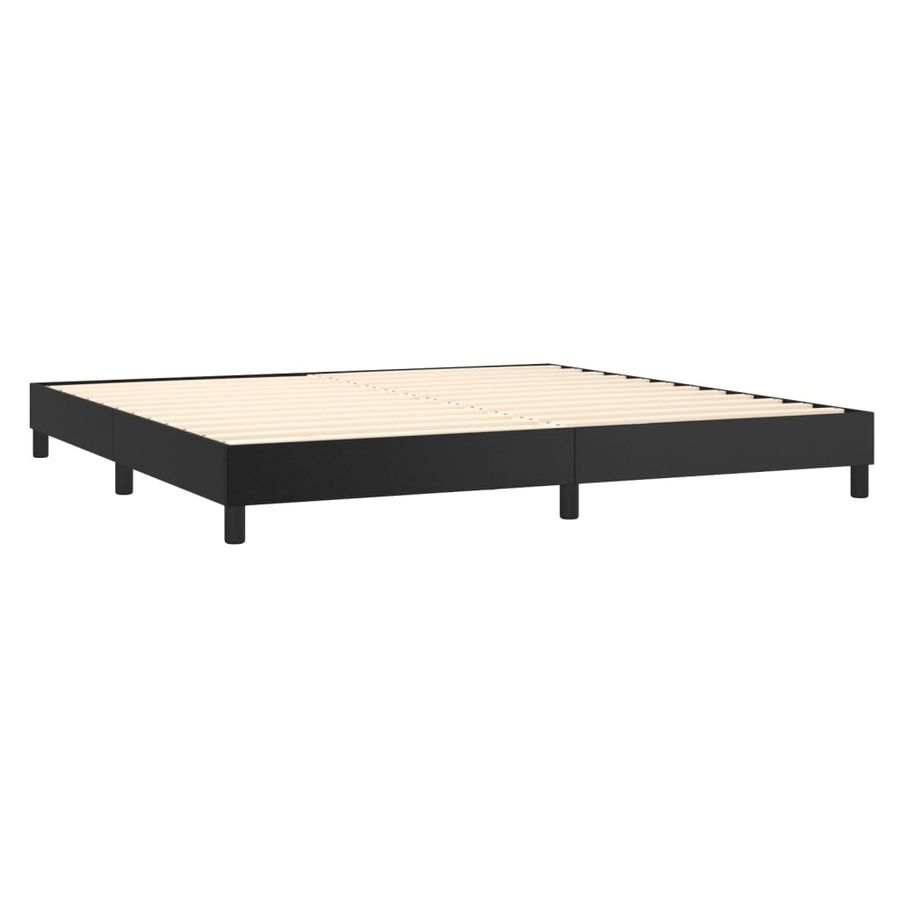 Boxspring Met Matras Kunstleer Zwart 200 x 200 cm Effen ontwerp