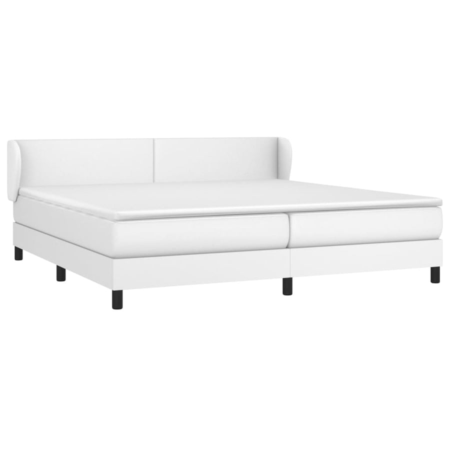 Boxspring Met Matras Kunstleer Wit 200 x 200 cm Effen ontwerp