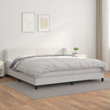 Boxspring Met Matras Kunstleer Wit 200 x 200 cm Effen ontwerp