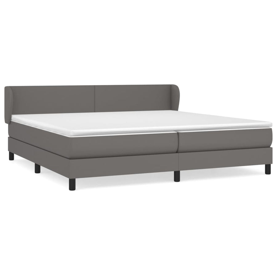 Boxspring Met Matras Kunstleer Grijs 200 x 200 cm Effen ontwerp