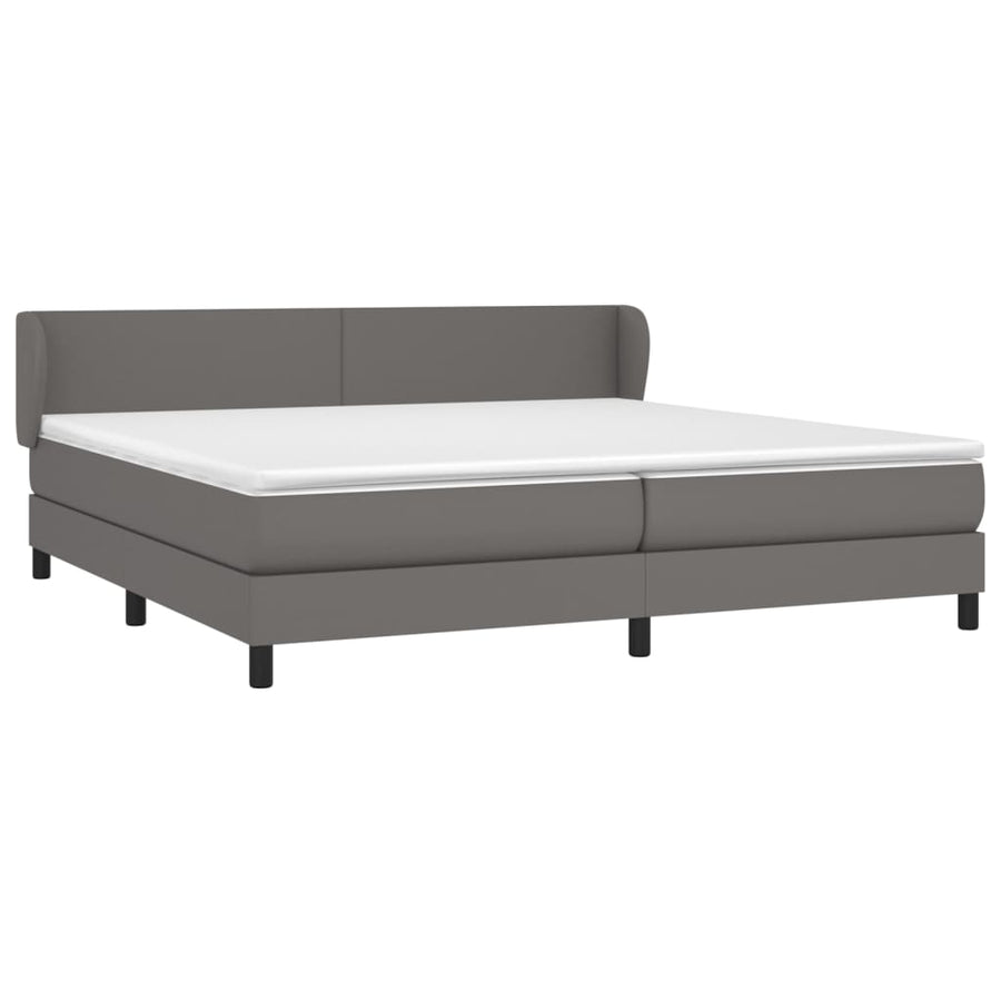 Boxspring Met Matras Kunstleer Grijs 200 x 200 cm Effen ontwerp