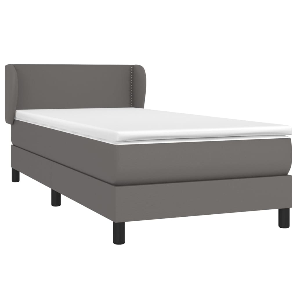 Boxspring Met Matras Kunstleer Grijs 80 x 200 cm Effen met spijkers