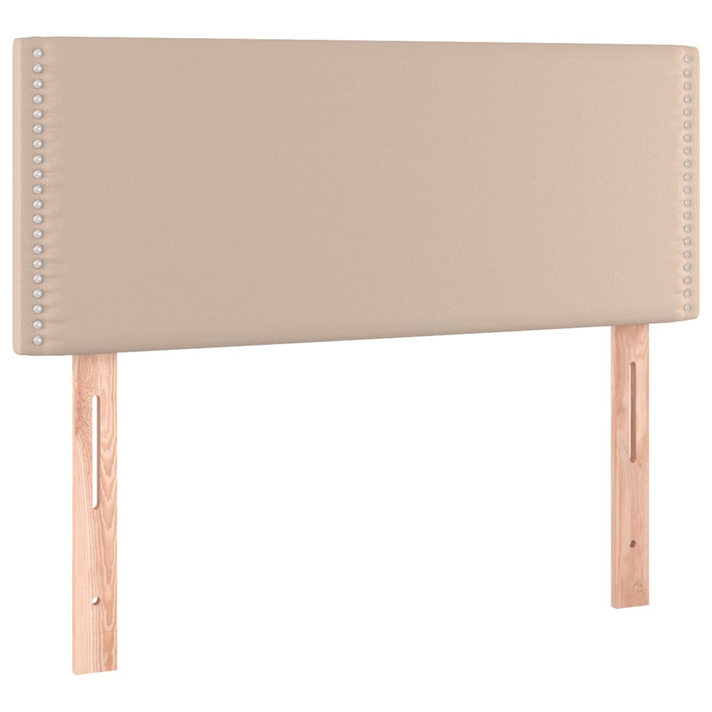 Boxspring met matras kunstleer cappuccinokleurig 80x200 cm 80 x 200 cm Effen met spijkers