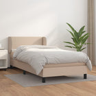 Boxspring met matras kunstleer cappuccinokleurig 80x200 cm 80 x 200 cm Effen met spijkers