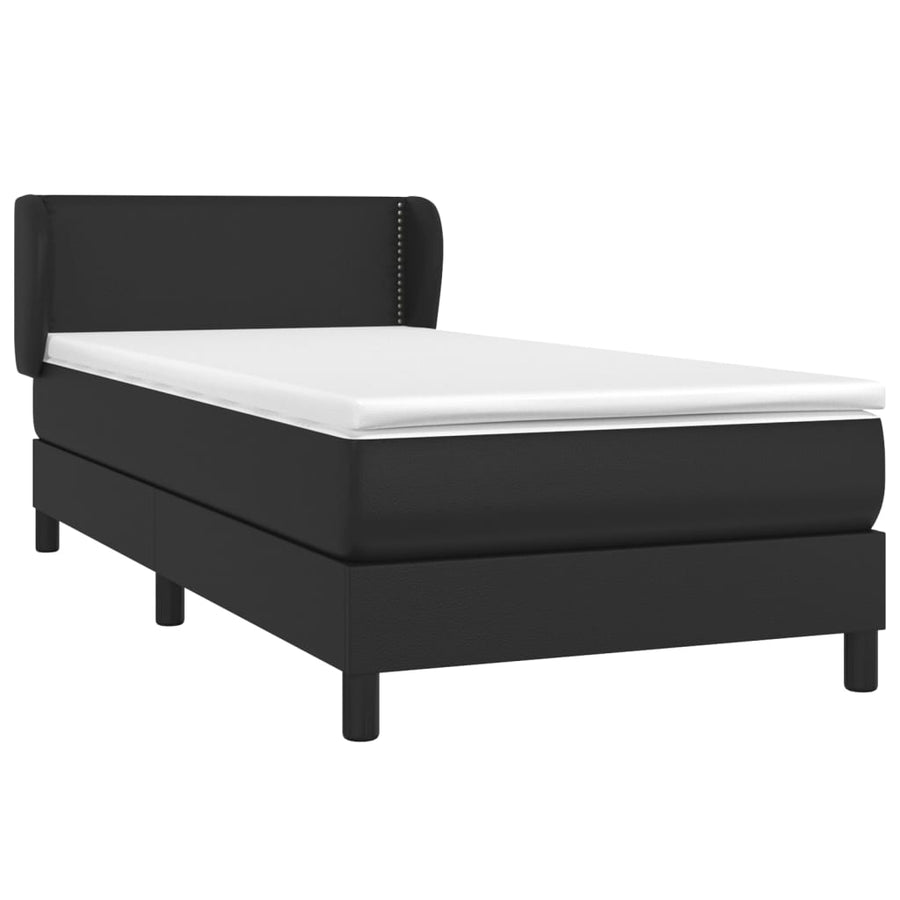 Boxspring Met Matras Kunstleer Zwart 100 x 200 cm Effen met spijkers