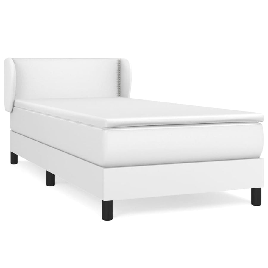 Boxspring Met Matras Kunstleer Wit 100 x 200 cm Effen met spijkers
