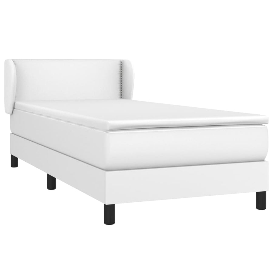 Boxspring Met Matras Kunstleer Wit 100 x 200 cm Effen met spijkers