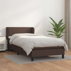 Boxspring Met Matras Kunstleer Bruin 100 x 200 cm Effen met spijkers