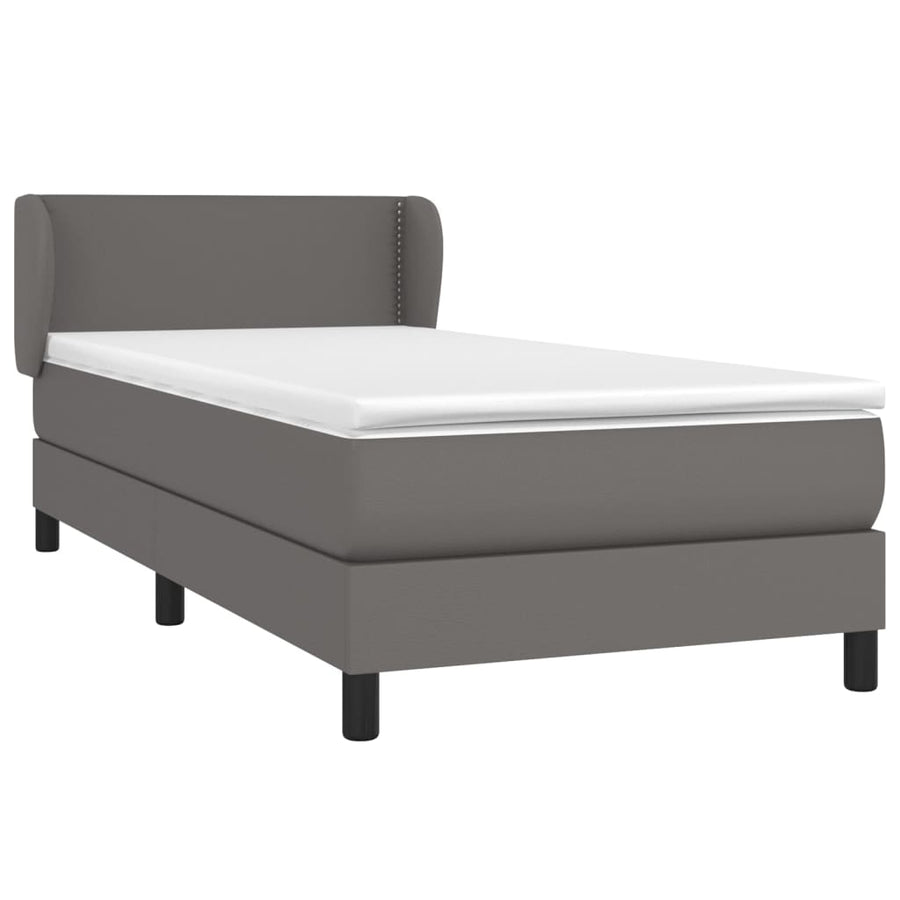 Boxspring Met Matras Kunstleer Grijs 100 x 200 cm Effen met spijkers