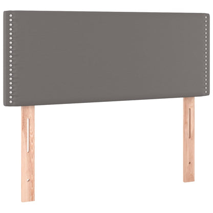 Boxspring Met Matras Kunstleer Grijs 100 x 200 cm Effen met spijkers