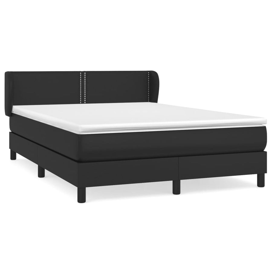 Boxspring Met Matras Kunstleer Zwart 140 x 190 cm Effen met spijkers