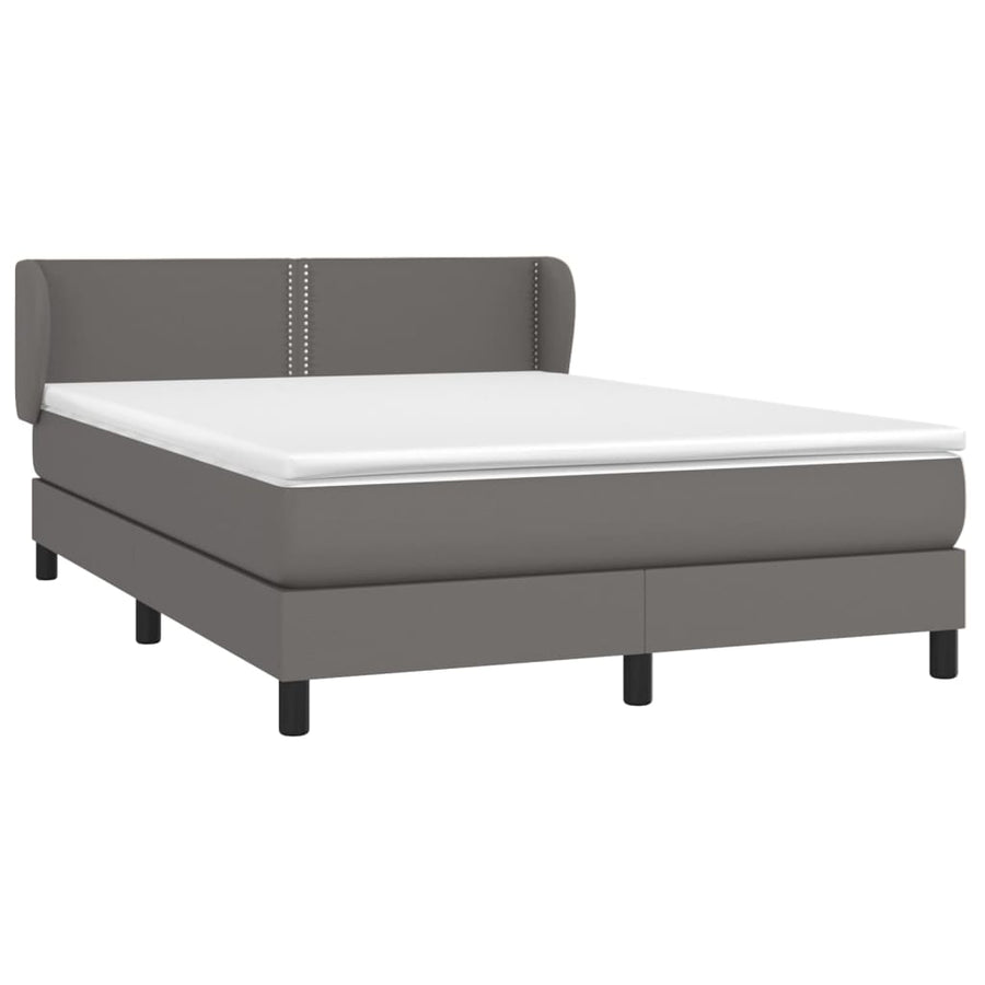 Boxspring Met Matras Kunstleer Grijs 140 x 190 cm Effen met spijkers