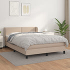 Boxspring met matras kunstleer cappuccinokleurig 140x190 cm 140 x 190 cm Cappuccino