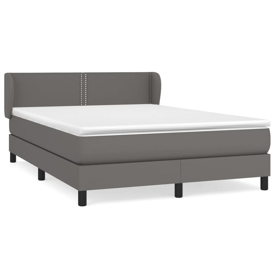 Boxspring Met Matras Kunstleer Grijs 140 x 200 cm Effen met spijkers