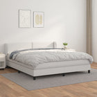 Boxspring Met Matras Kunstleer Wit 160 x 200 cm Effen met spijkers