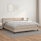 Boxspring Met Matras Kunstleer Kleurig Cappuccino 160 x 200 cm Effen met spijkers