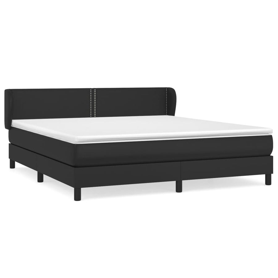Boxspring Met Matras Kunstleer Zwart 180 x 200 cm Effen met spijkers