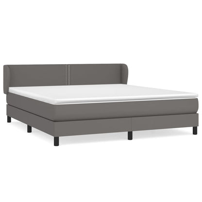 Boxspring Met Matras Kunstleer Grijs 180 x 200 cm Effen met spijkers