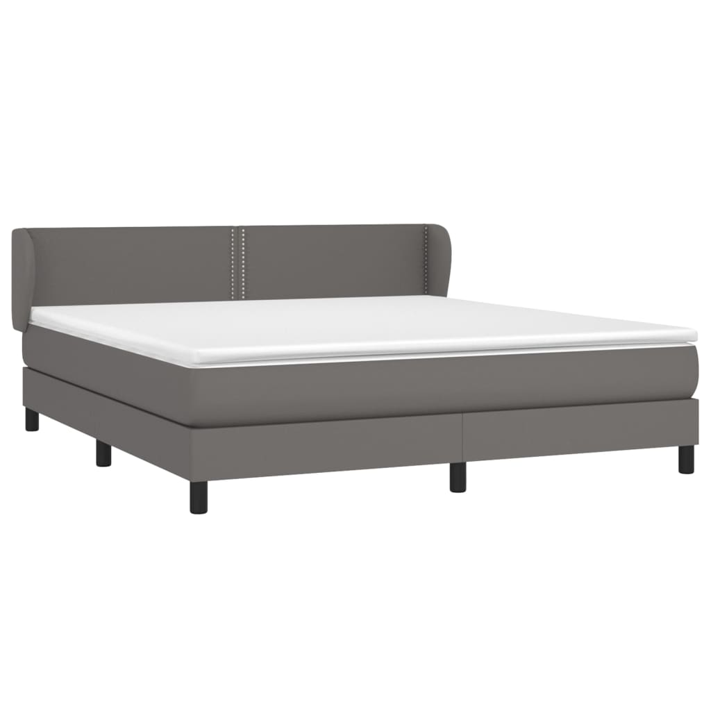 Boxspring Met Matras Kunstleer Grijs 180 x 200 cm Effen met spijkers