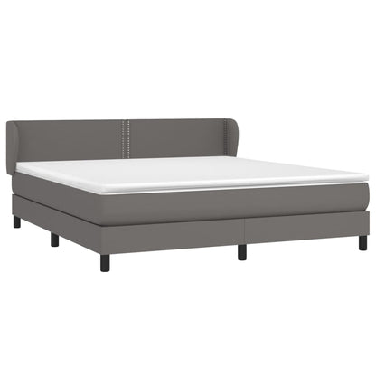 Boxspring Met Matras Kunstleer Grijs 180 x 200 cm Effen met spijkers