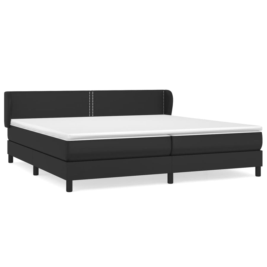 Boxspring Met Matras Kunstleer Zwart 200 x 200 cm Effen met spijkers