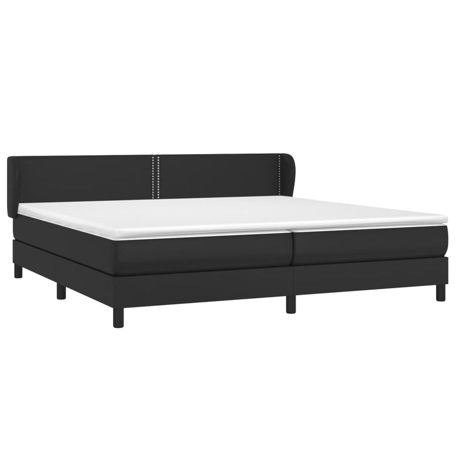 Boxspring Met Matras Kunstleer Zwart 200 x 200 cm Effen met spijkers