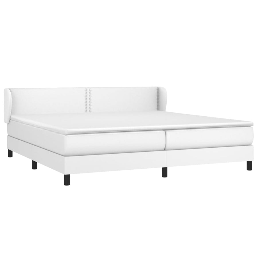 Boxspring Met Matras Kunstleer Wit 200 x 200 cm Effen met spijkers