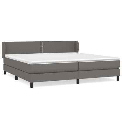 Boxspring Met Matras Kunstleer Grijs 200 x 200 cm Effen met spijkers