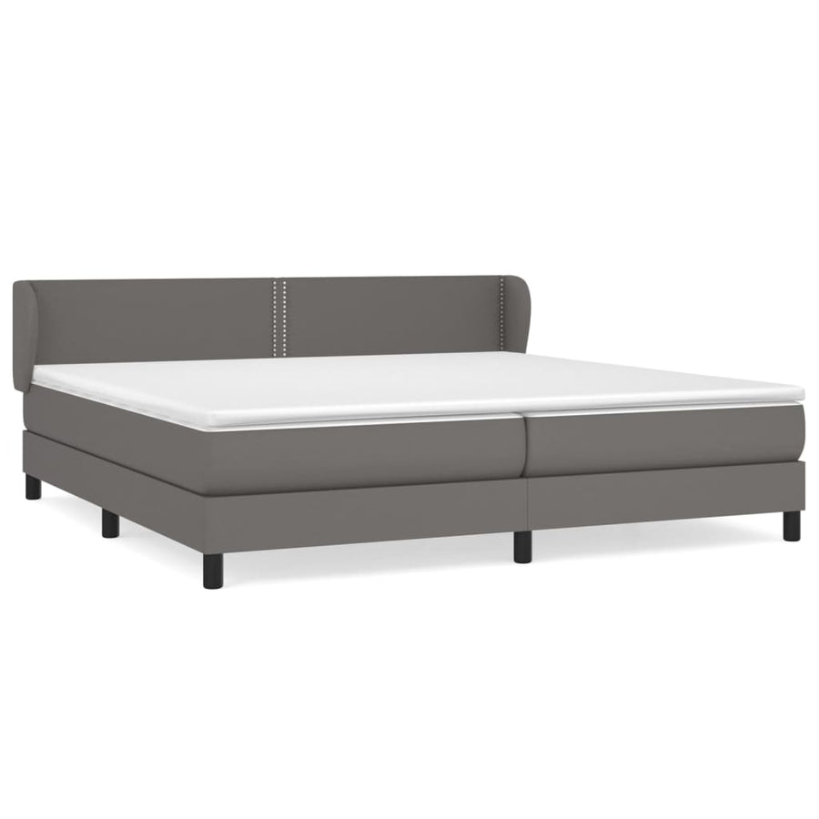 Boxspring Met Matras Kunstleer Grijs 200 x 200 cm Effen met spijkers