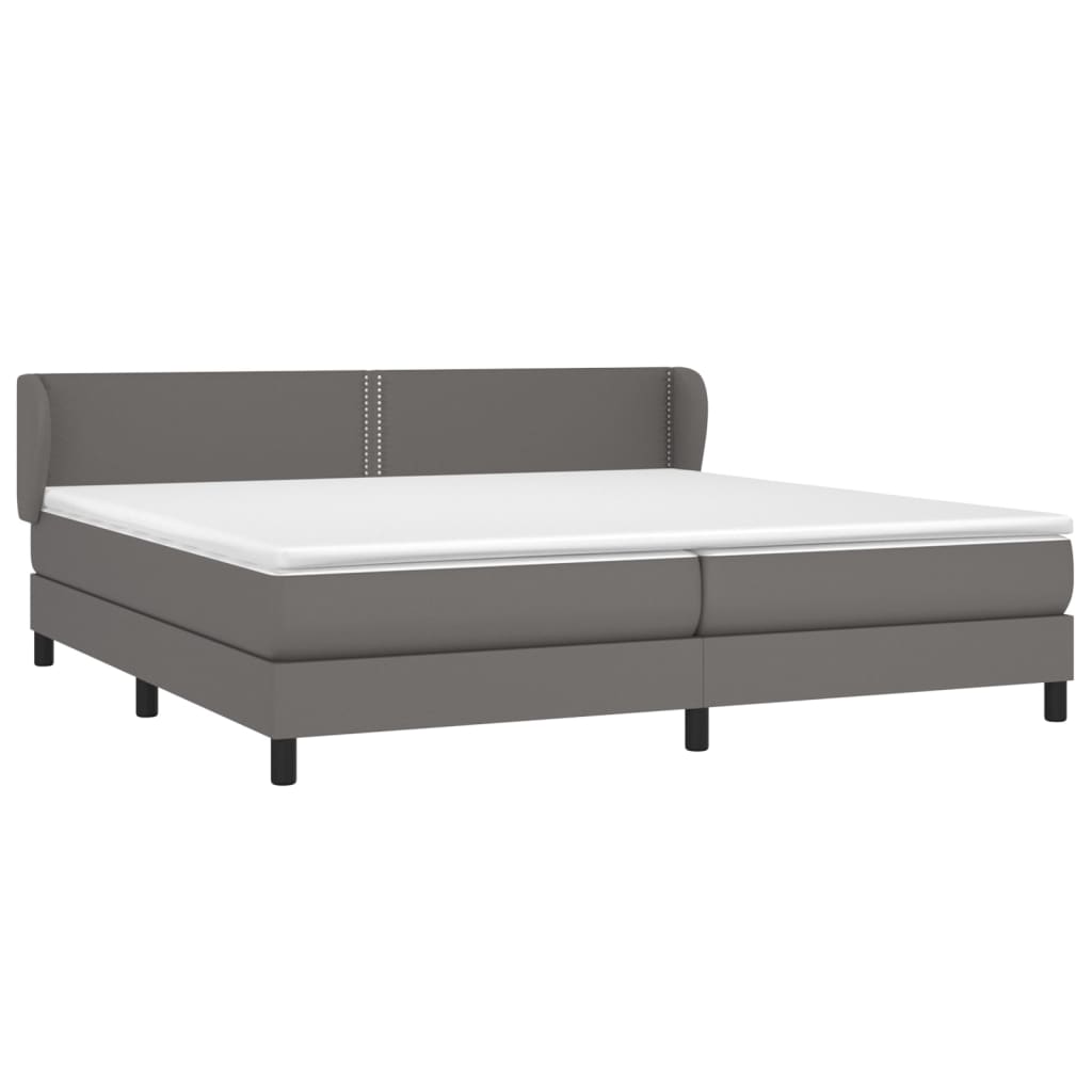 Boxspring Met Matras Kunstleer Grijs 200 x 200 cm Effen met spijkers