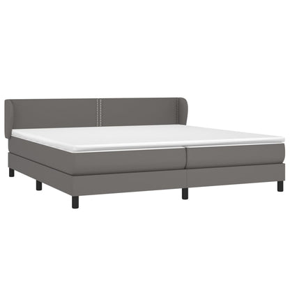 Boxspring Met Matras Kunstleer Grijs 200 x 200 cm Effen met spijkers