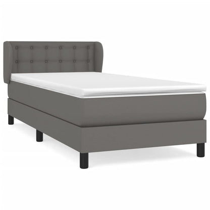 Boxspring Met Matras Kunstleer Grijs 80 x 200 cm Knopen