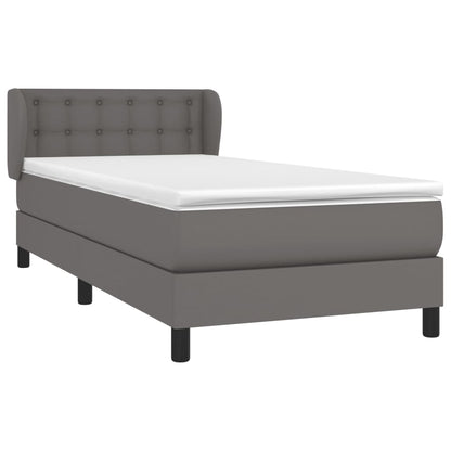 Boxspring Met Matras Kunstleer Grijs 80 x 200 cm Knopen