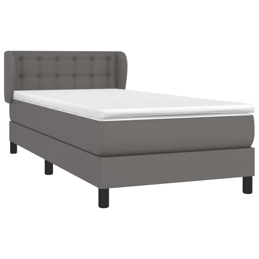Boxspring Met Matras Kunstleer Grijs 80 x 200 cm Knopen