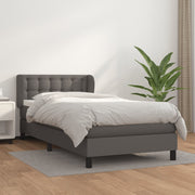 Box spring with mattress faux leather grey 80x200 cm